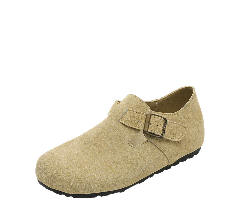 Designer shoes thick soled women's shoes new genuine leather lazy half slippers big toe shoes retro women's soft soled shoes
