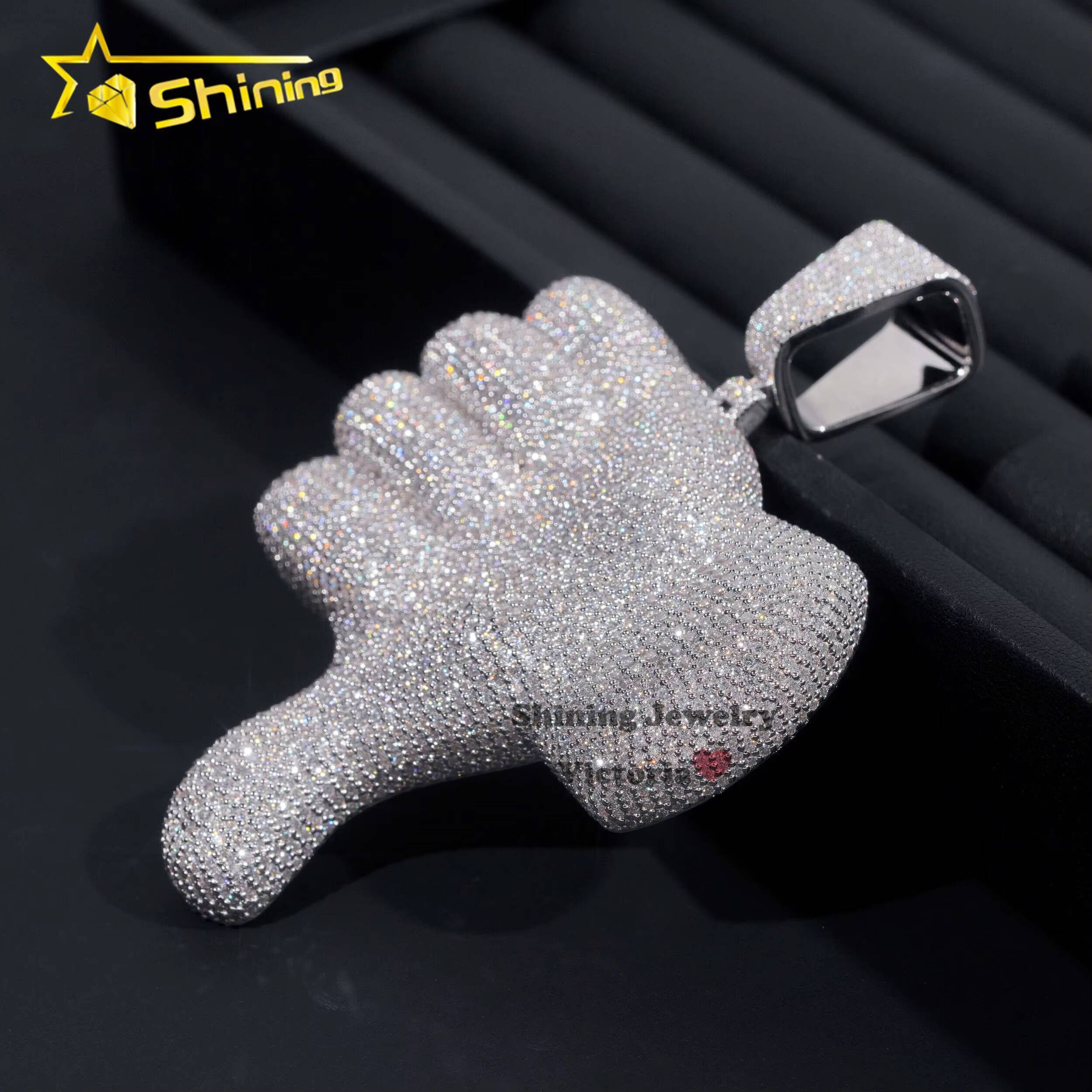 Personalized Rapper Charms Hip Hop Jewelry 925 Silver White Gold Plated VVS Moissanite Diamond Custom Iced Out Pendant
