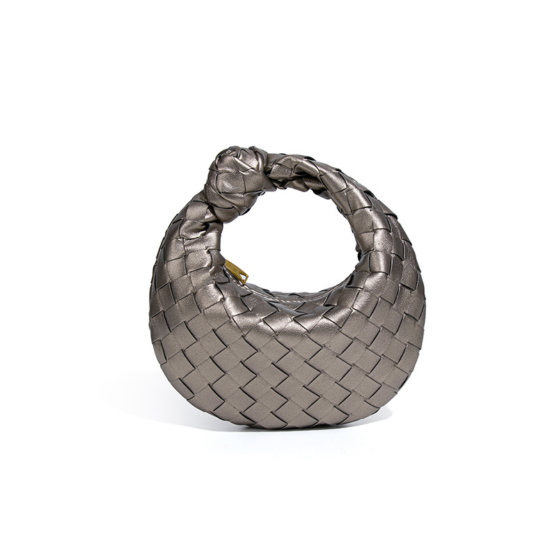 Woven Bag for Women, High-End Mini Handbag, Knotted Horn Bag, Handmade Plaid Handbag