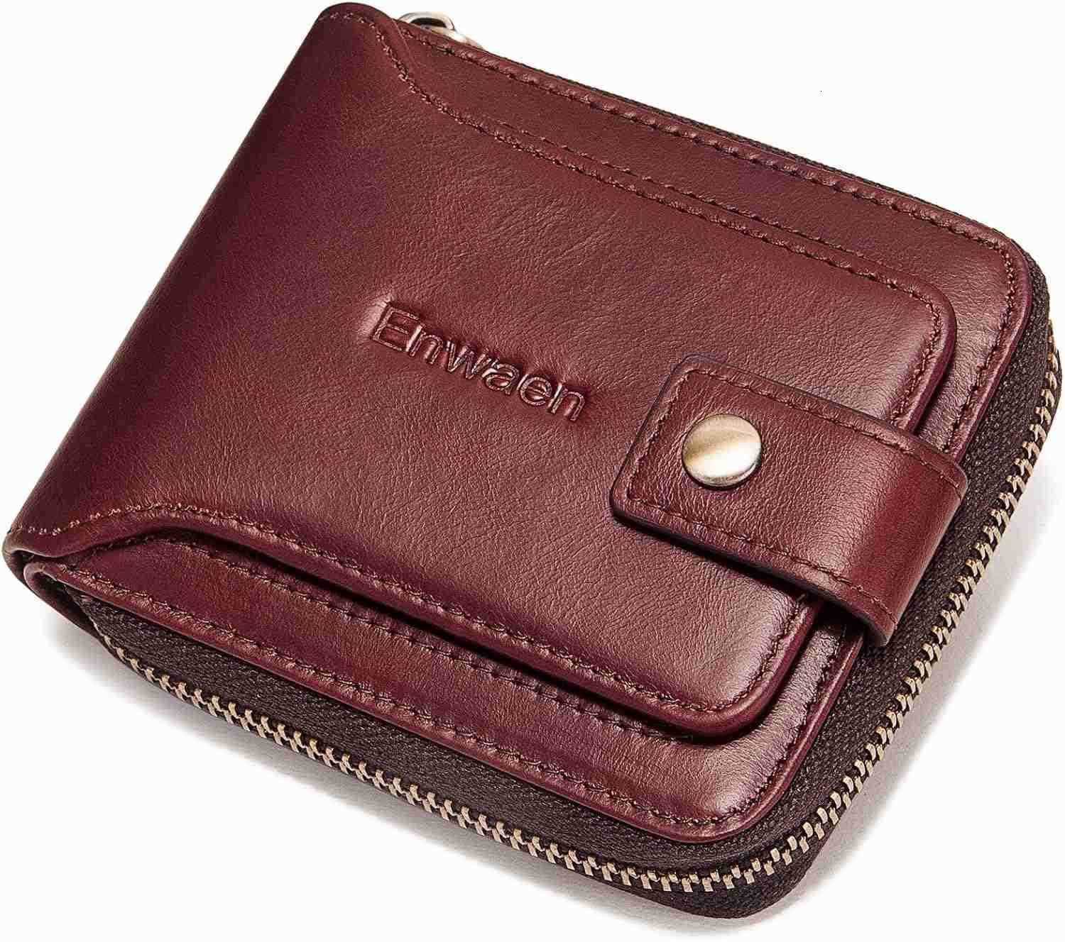 Mens Wallet with Zipper RFID Blocking Secure Genuine Leather Bifold Zip Around Wallets Multi with CARD HolderZ250910