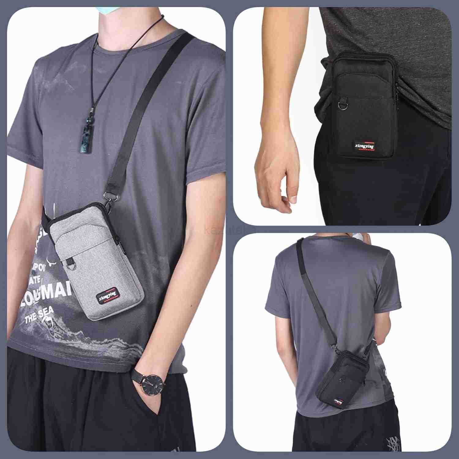 Travel Cell Phone Pouch Belt Pouch Phone Holster Crossbody Bag with Shoulder Strap for iPhone Case Holder for Hand with Neck Lanyard Smartphone Walkin