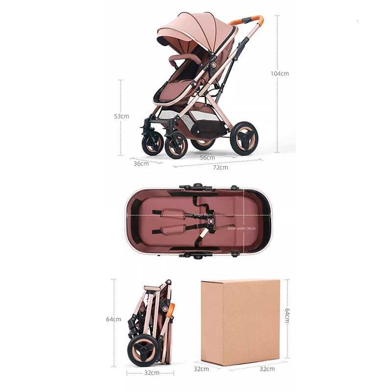 Baby Stroller Can Sit and Lie Down Lightweight Folding High Landscape Fourwheel Shock Absorption Twoway Push Newborn Stroller W250910