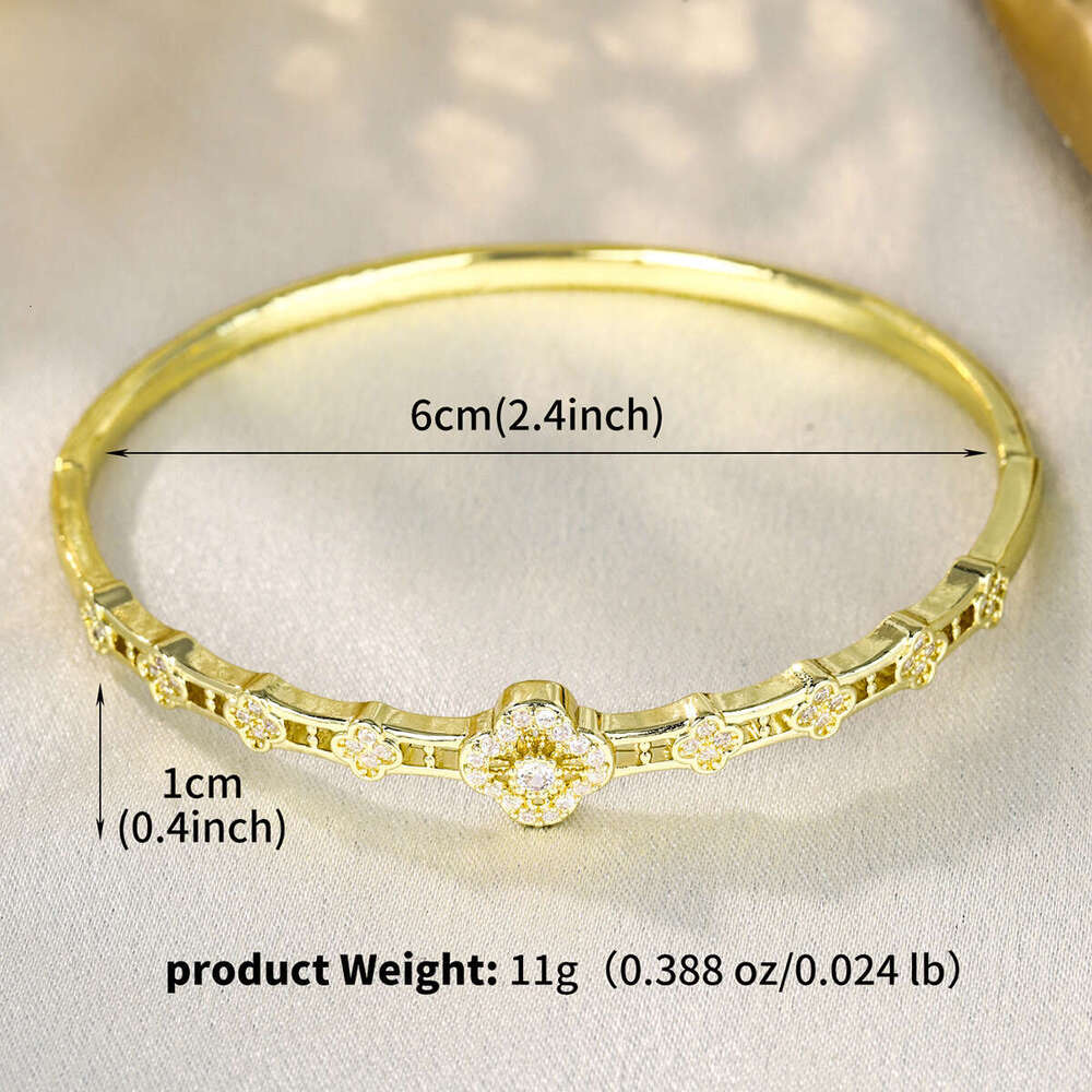 Gold Tone Full Diamond Luxury Jewelry Classic Super Flash Cross Twisted Bracelet 4-Leaf Clover Bracelet Moissanite Designer Bracelet Single Row Tennis