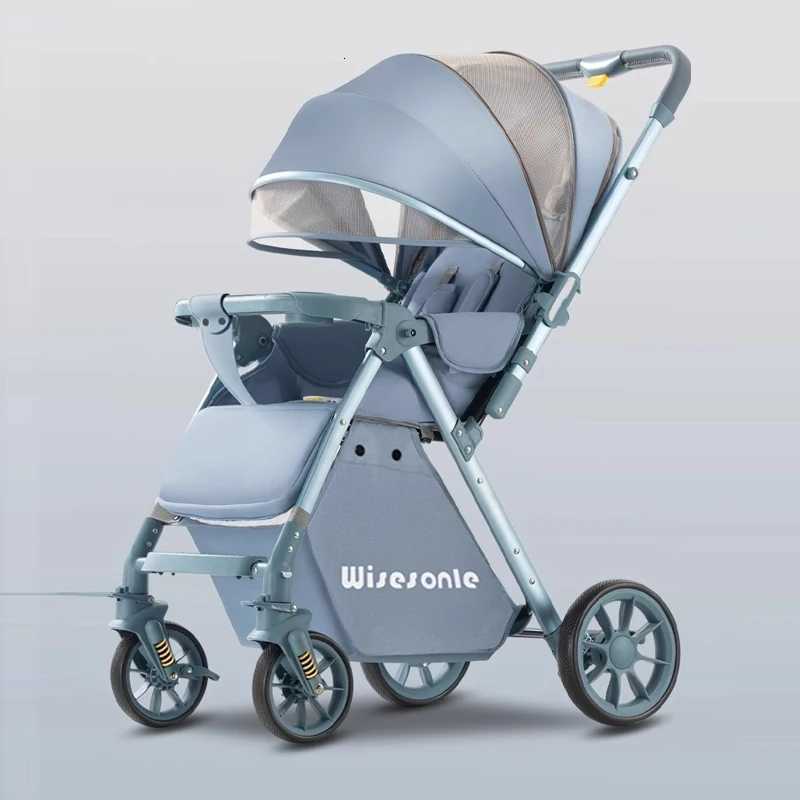 Luxury Baby Stroller Can Sit and Lie Down High Landscape Lightweight One Button Folding Twoway Push Four Wheel Shock Absorption W250910