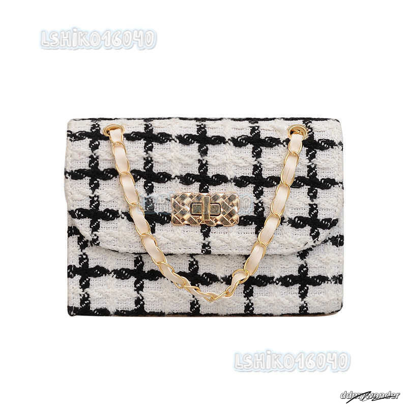 2024 Spring And Autumn New Style Woolen For Women Fashion Trendy Chain Textured Single Shoulder Crossbody Small Square Bag H250808
