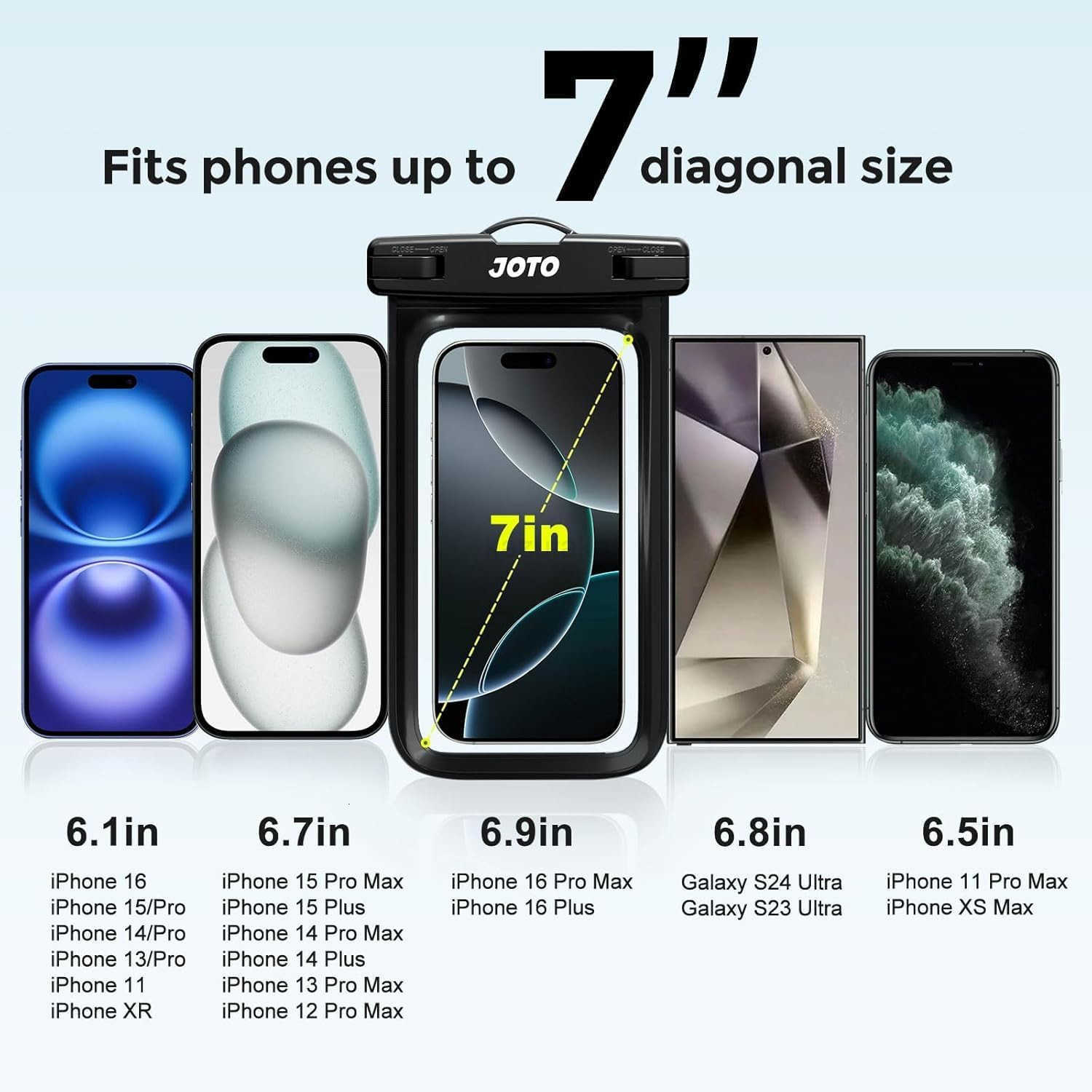 2 Pack Waterproof Phone Pouch Case Up to 7 IPX8 Underwater Phone Case Cellphone Dry Bag for iPhone 16 15 14 13 12 Pro Max Xs Max XR X 8 7 6S Plus SE S