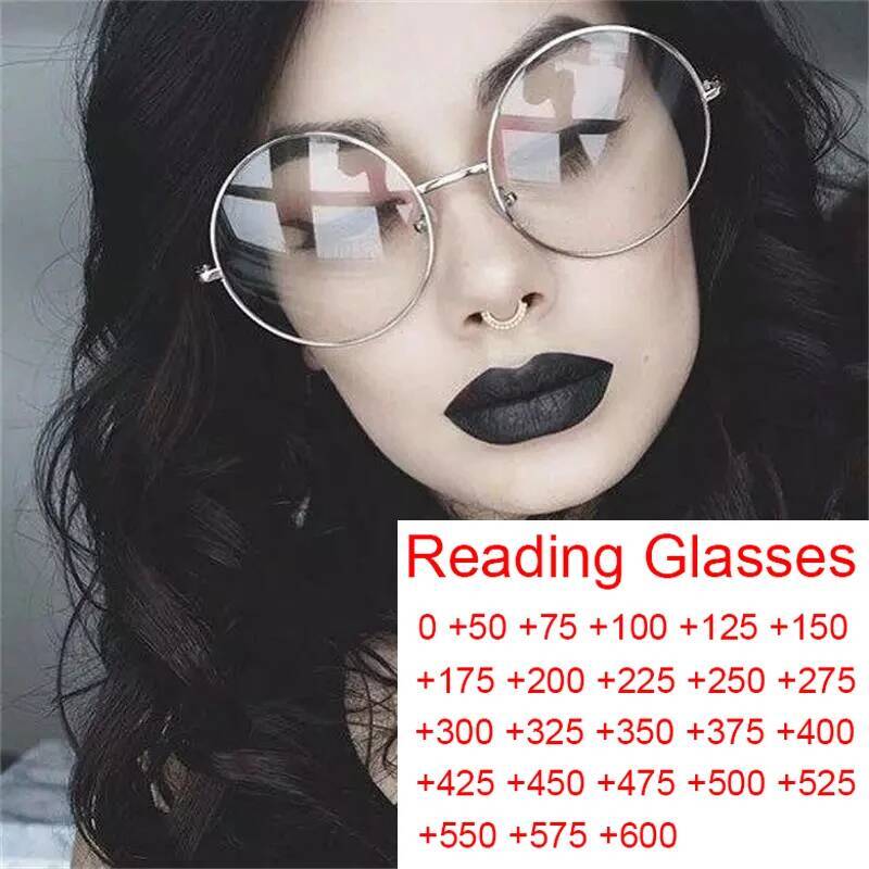 Oversized Round Metal Anti Blue Light Woman Reading Glasses Men Clear Lens Vintage Eyeglasses Presbyopia Large Computer Goggles ddmythur