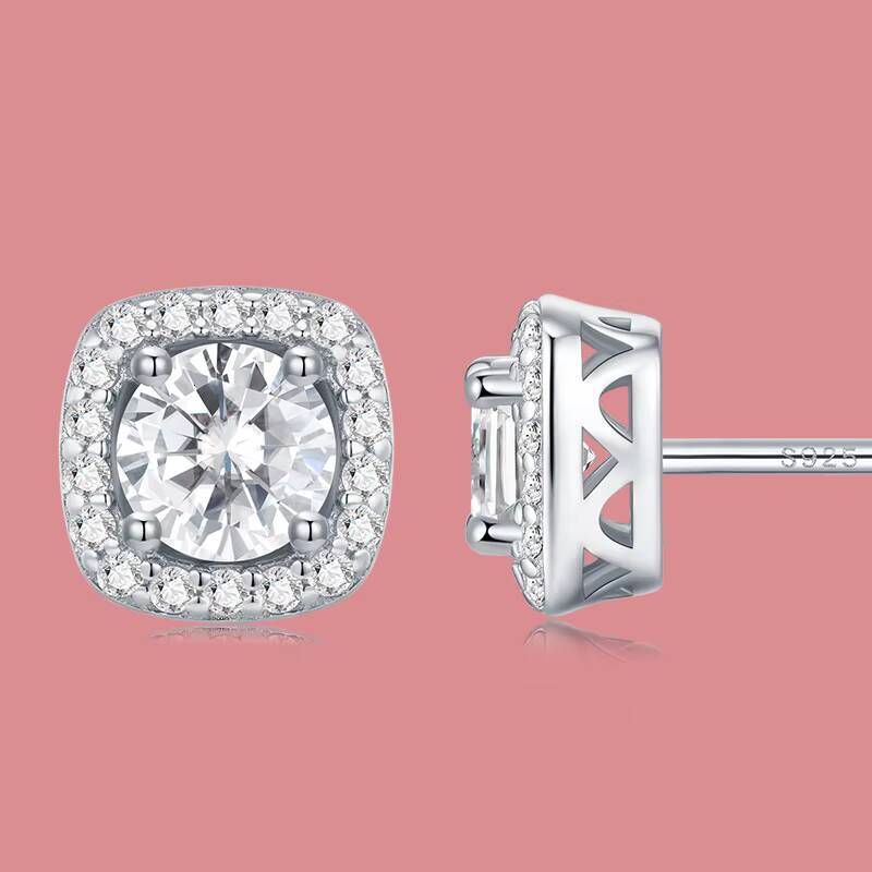 Moissanite Earrings Women S925 Sterling Silver 3ct Round Fine Jewelry Earrings White Color VVS1 Clarity Women Stud Earrings