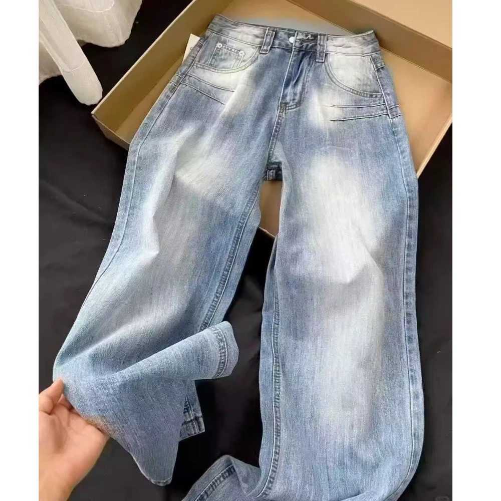 Autumn Spring Straight Jeans Women Denim Pants Vintage Fashion Female High Waist Jeans Solid Casual Wide Leg Pants Trousers Z250910