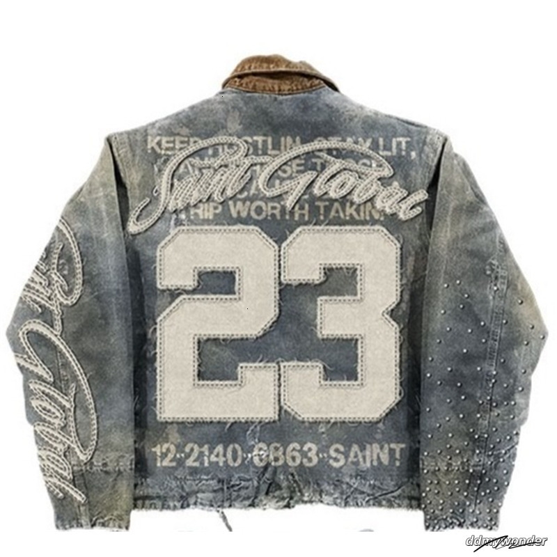 Streetwear Washed Denim Jacket Y2k Clothes Mens Hip Hop Letter Graphic Patch Embroidery Blue Oversized Casual Coat 250729 ddmywonder ddmywonder