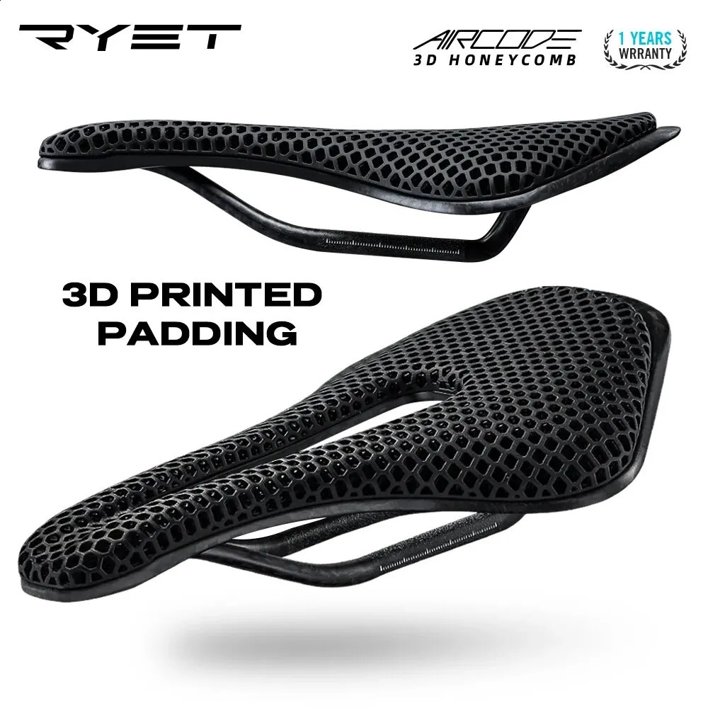 RYET 3D Printed Bike Saddle Ultralight Carbon Fiber Hollow Comfortable Breathable MTB Gravel Road Bicycle Cycling Seating Parts 250909
