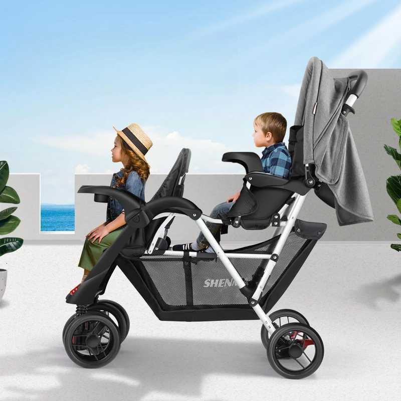 Lightweight Twin Baby Stroller The Baby Stroller Can Sit or Lie Down Collapsible Front and Rear Seat Twin Stroller W250910