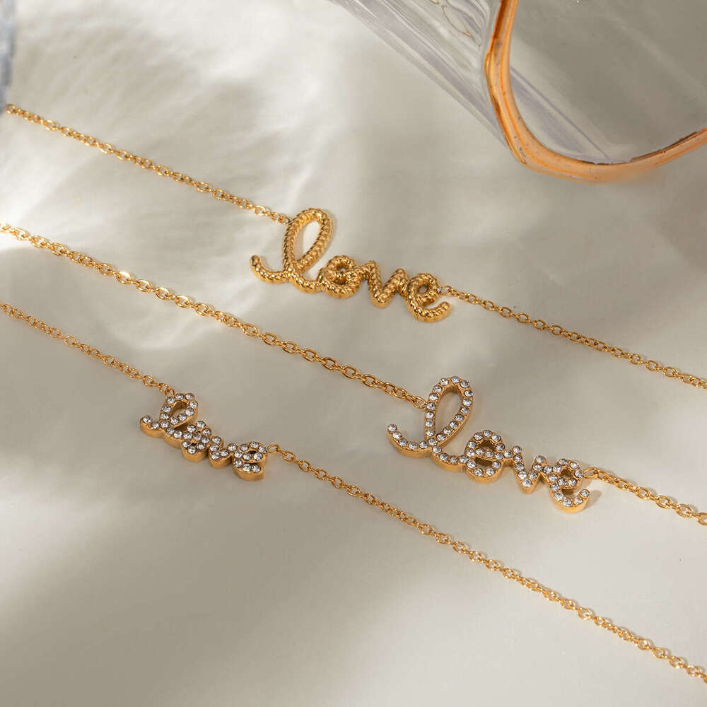 Necklace Luxury Designer Jewelry for women "love" Stainless Steel plated with gold Zircon inlay men Necklaces Festival and Holiday gifts