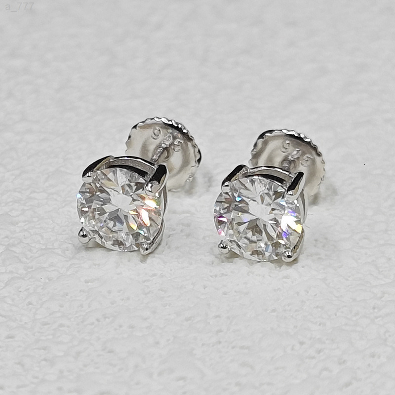 Classic Mossanite Diamond Ear Stud 38mm 1ct 2ct 14K Gold Plated 925 Sterling Silver VVS GRA Moissanite Earring for Women Men