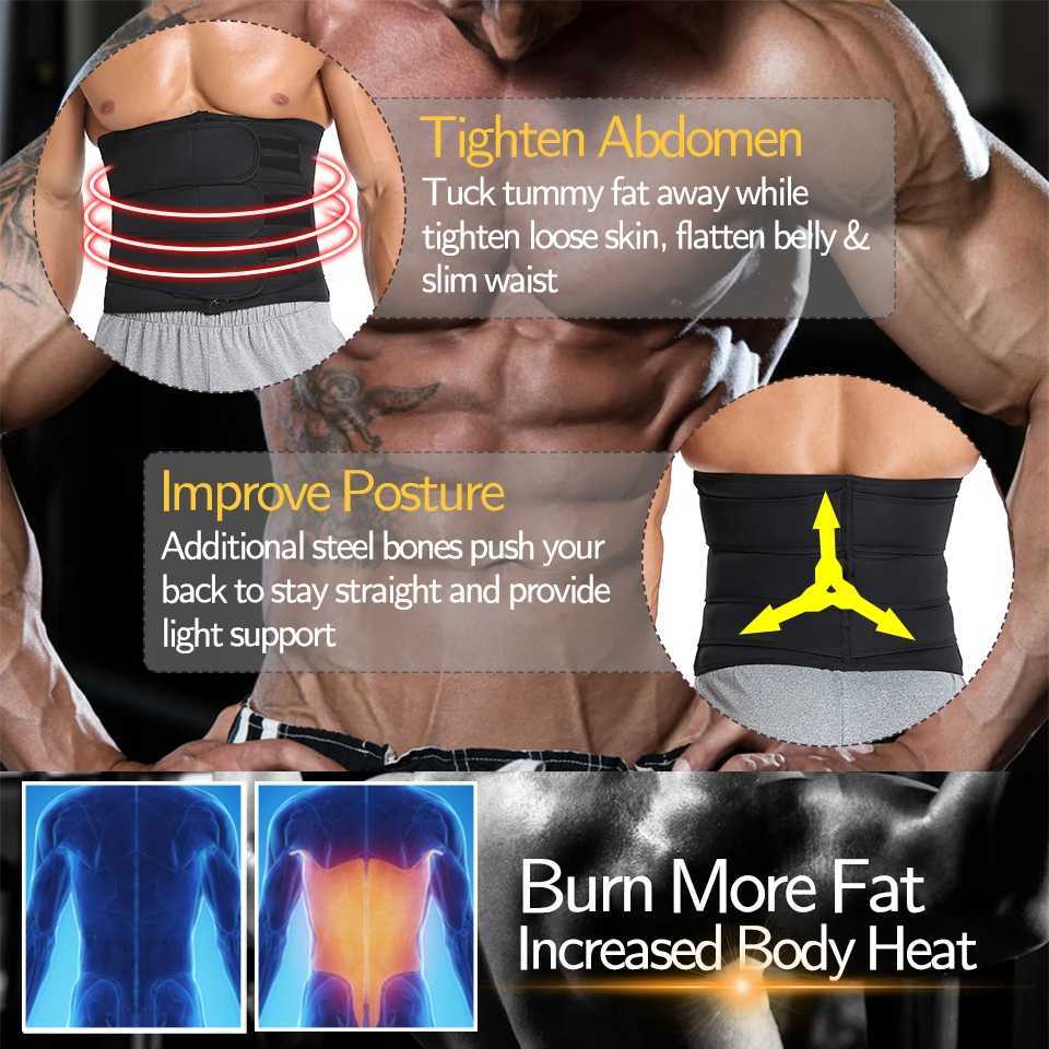 Men Waist Slimming Body Shaper Fitness Belt Weight Loss Fat Burning Sport Girdle Sweat Trimmer Workout Cincher Shapewear W250910