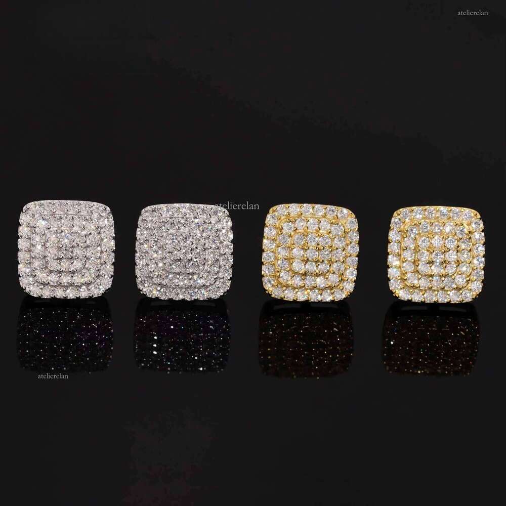Classic Square Stud Earrings Jewelry With Moissanite Dia in Hypoallergenic Sterling Sier for Men Women