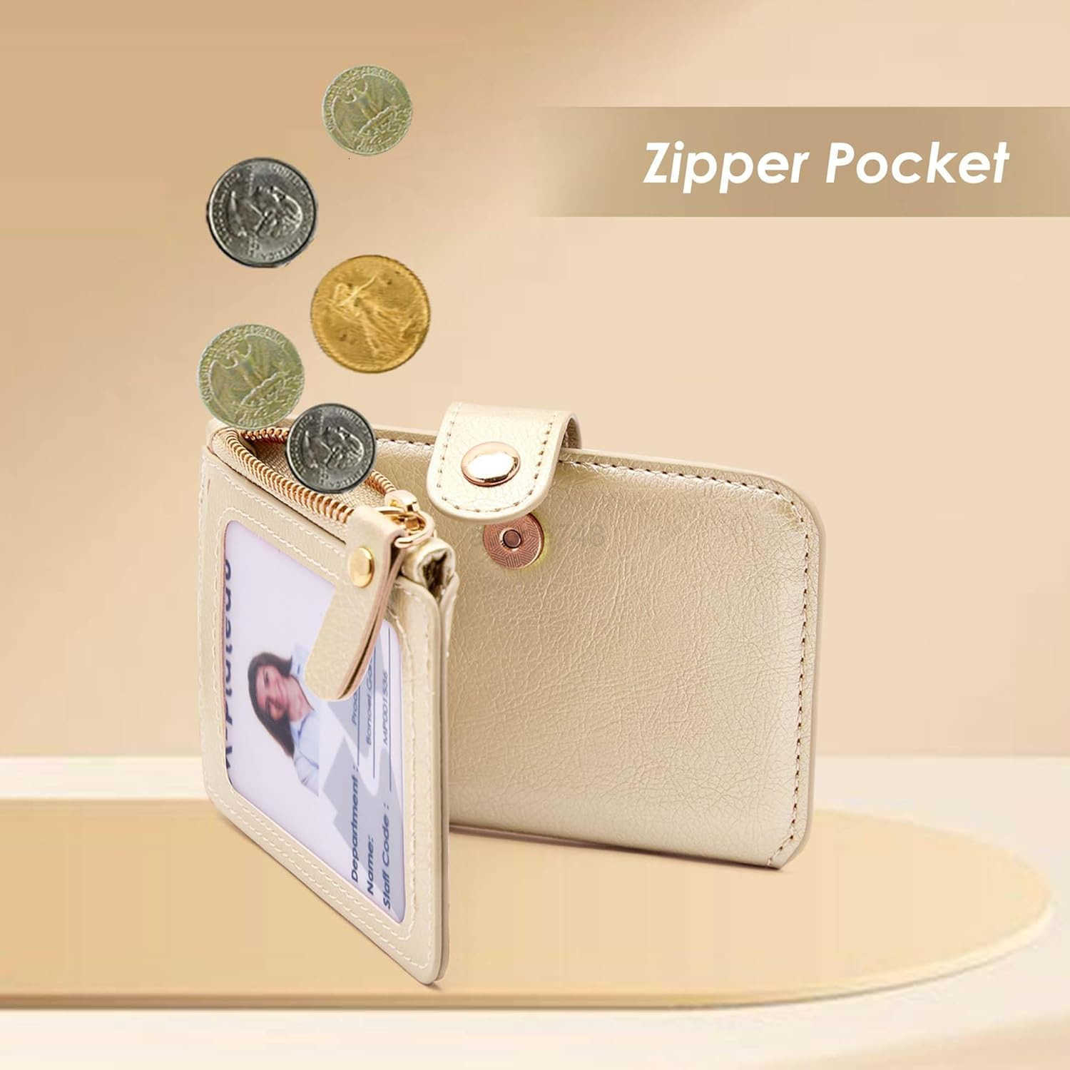 Keychain wallet Rfid Blocking CARD Holder Leather Zipper Card Case for WomenZ250910