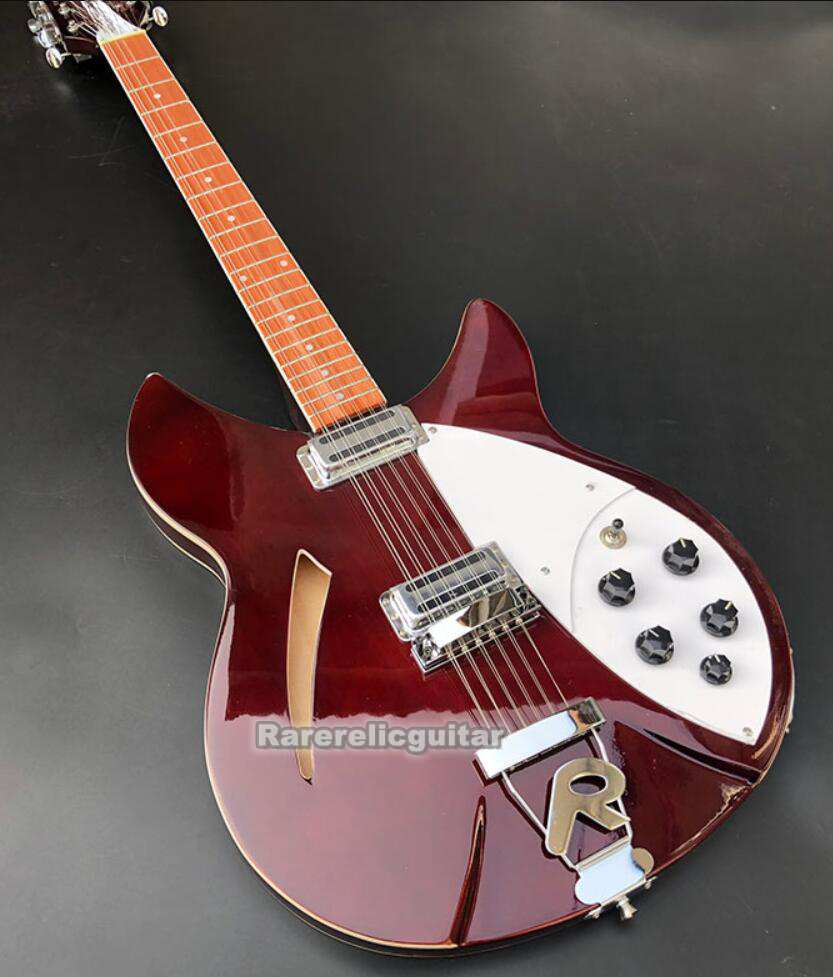 330 12 Strings Wine Red Semi Hollow Body Electric Guitar Gloss Varnish Fingerboard