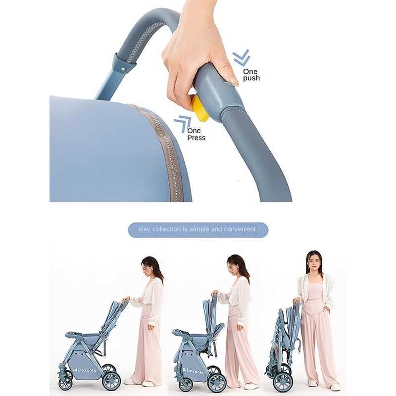 Luxury Baby Stroller Can Sit and Lie Down High Landscape Lightweight One Button Folding Twoway Push Four Wheel Shock Absorption W250910