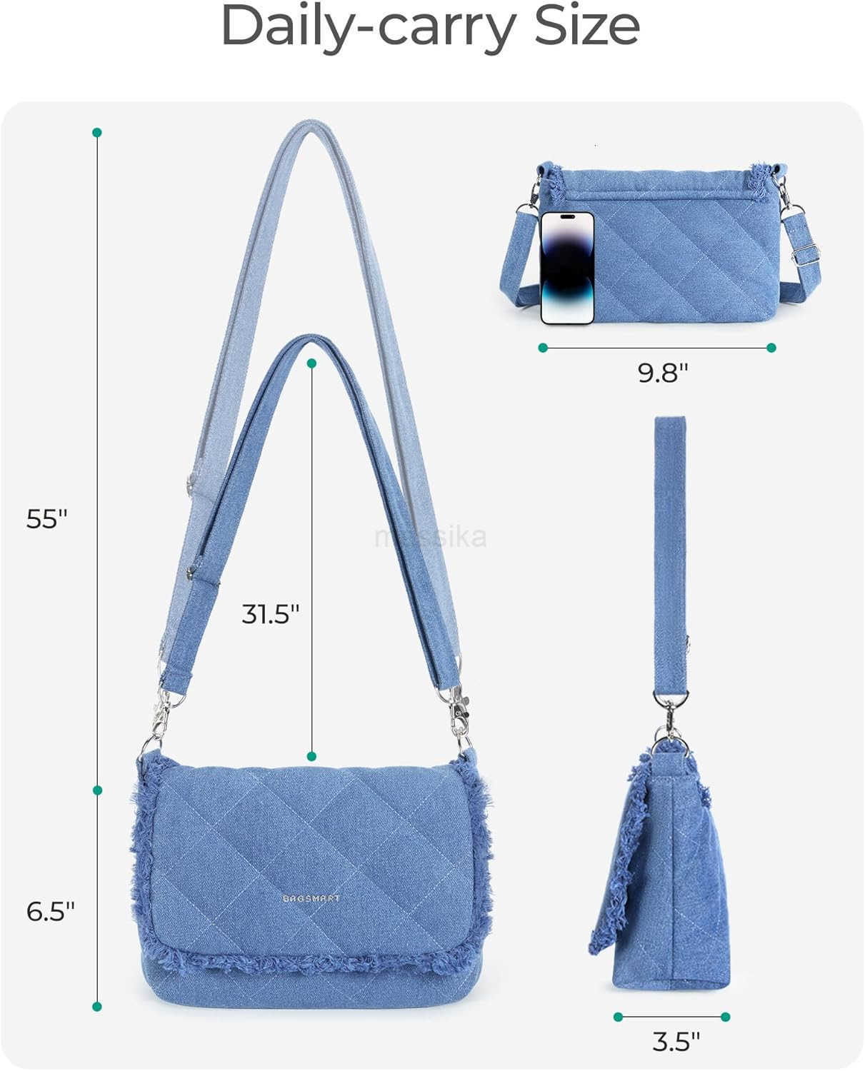 Denim Purse Crossbody Bag for Women Jean Canvas Shoulder Bag Purse Handbag Retro Blue Tote Bag with Adjustable Strap M250910