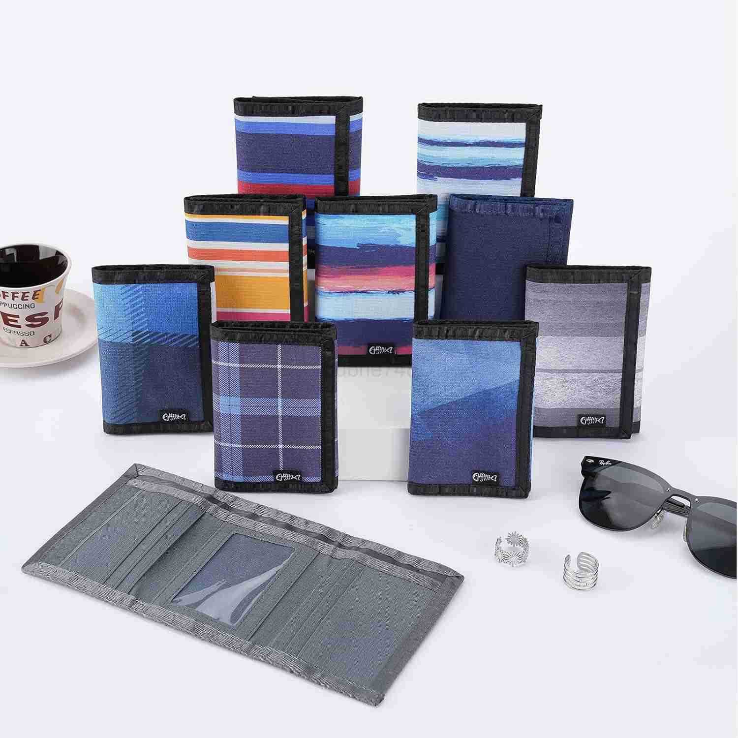 Mens Nylon Trifold RFID Wallet with ID Window Slim Security Wallet for Card Cash Holder Modern Fashion Stylish Wallet Gifts for Teen Boys and Men One 