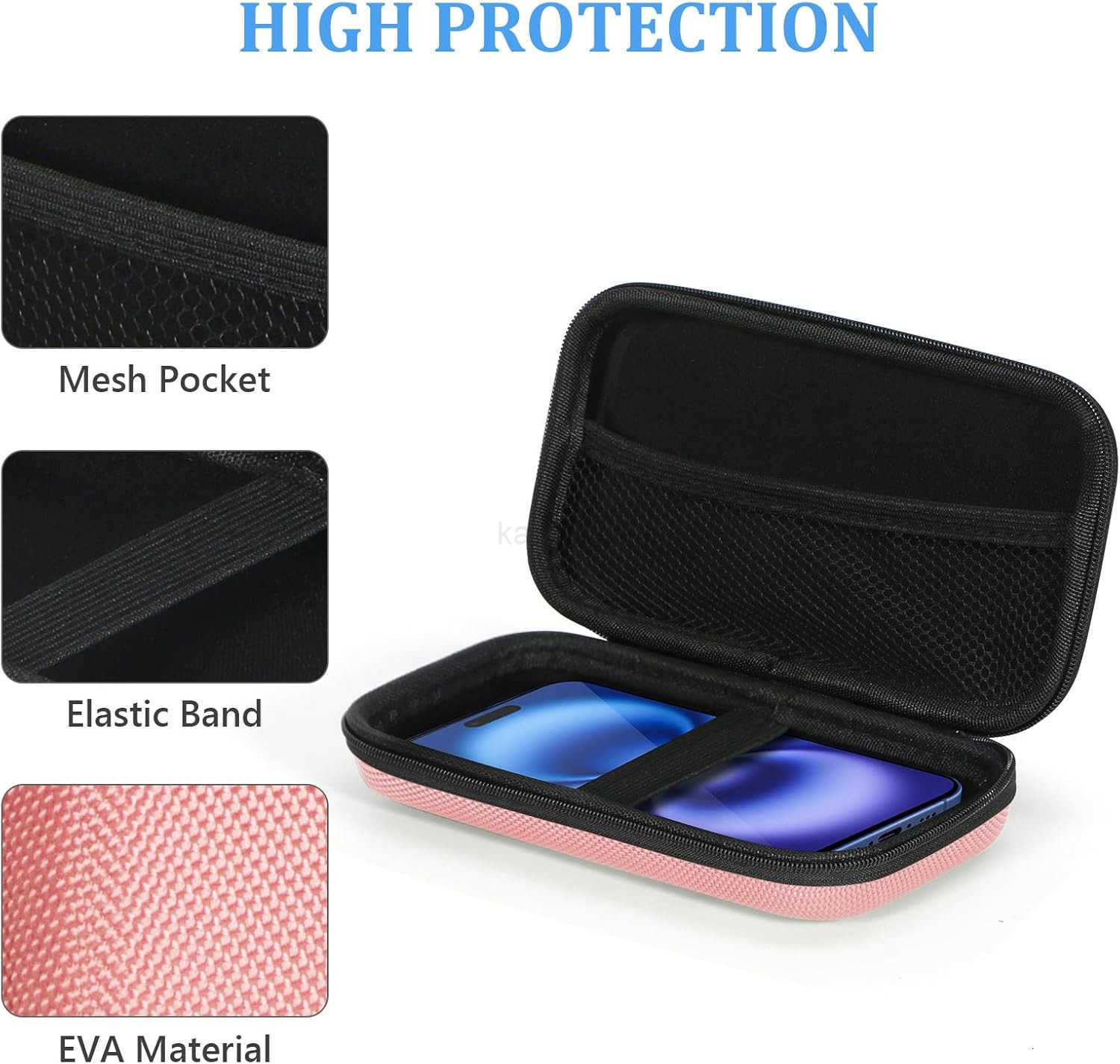 Cell Phone Carrying Case Portable Hard EVA Charger Case High Protection Small Zipper Travel Pouch Storage Bag Electronic Organizer for Battery GPS Har