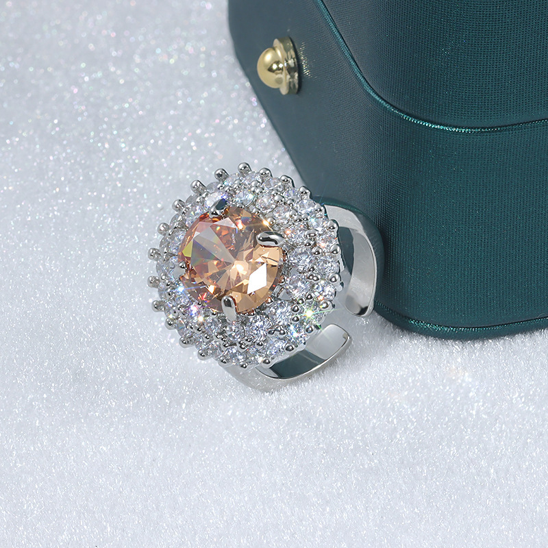 Luxury Brand Designer Jewelry Super Shiny Colorful Gemstone High-End Ring For Women, Ins Style, Luxurious And Elegant, Versatile Niche Design, Interne