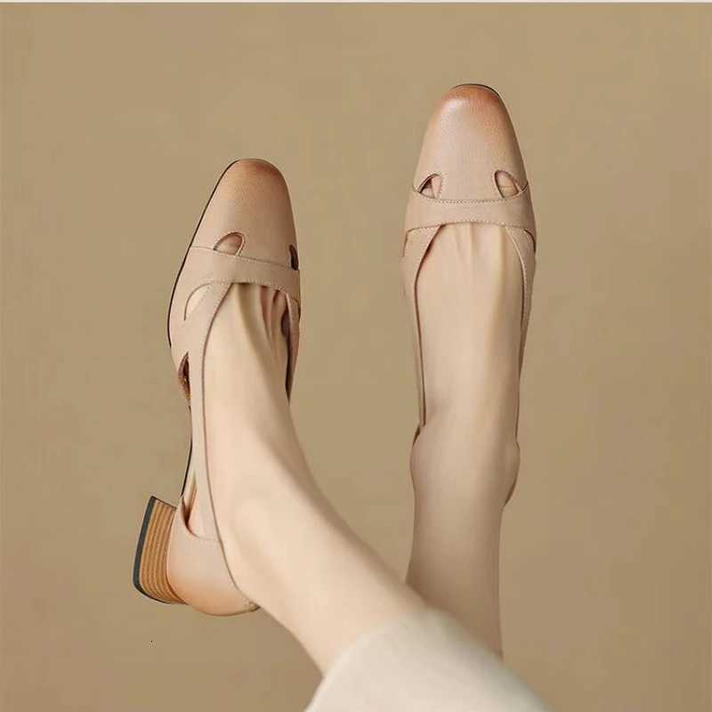 2024 NEW Summer Retro Womens Sandals Thick Heels Fashion Elegant Shoes Women Concise Highquality W250910