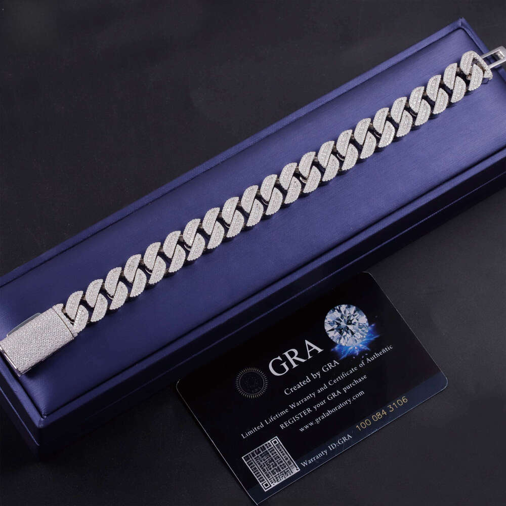 Hot Sale 2 Tone color 13mm S Sier Hip Hop Rapper VVS Moissanite Dia Cuban Bracelet