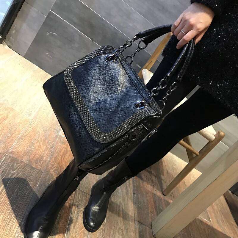 Designer Bag Dia Inlaid Cowhide Handbag Large Capacity Soft Leather Single Shoulder Simple European And American Style Women's Bag