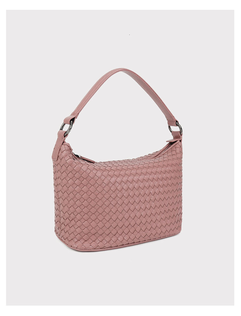 Free Shipping Luxury Designer Woven Bag for Women Fashion Pink Pu Leather Underarm Shoulder Bag