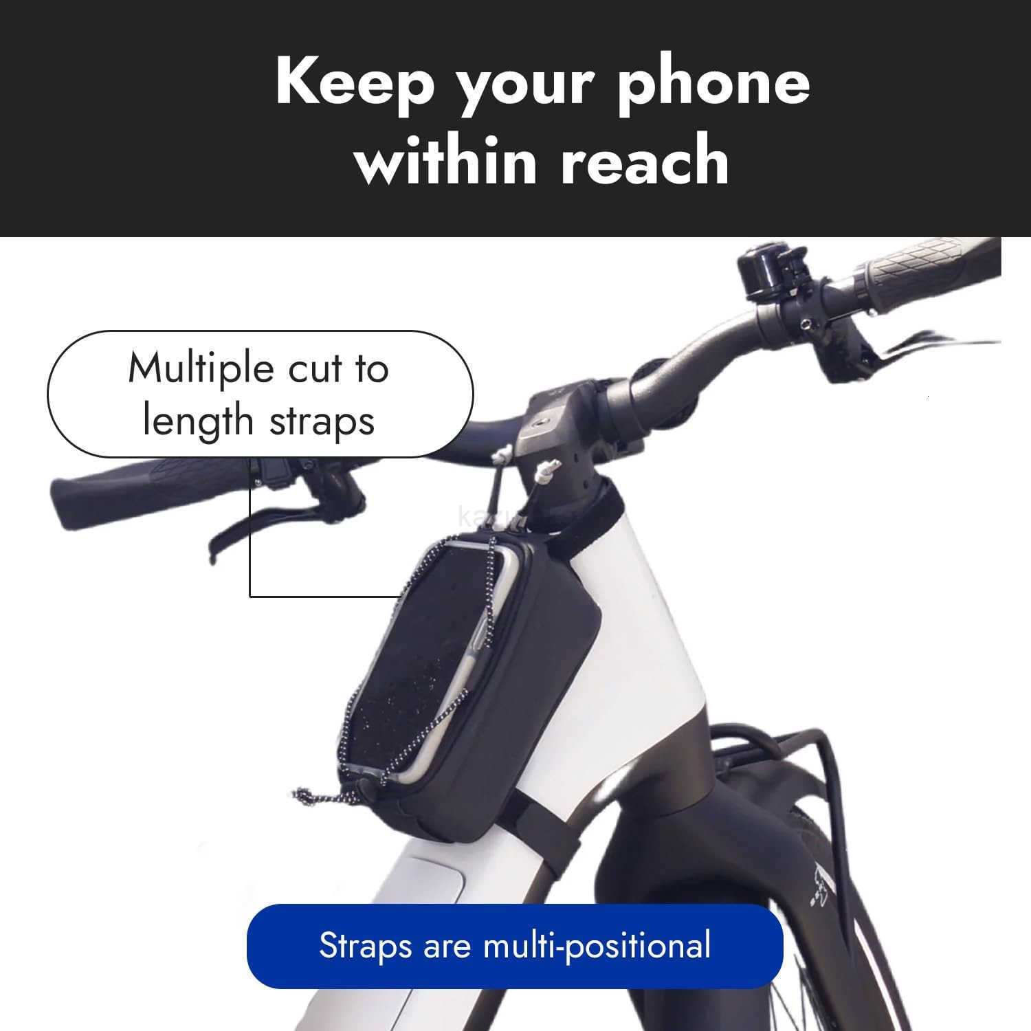 Universal EBike Phone Mount with Storage Adjustable Shock Cord Handlebar Phone Holder for All Smartphones Easy Install Airflow Design Secure Grip 70 c