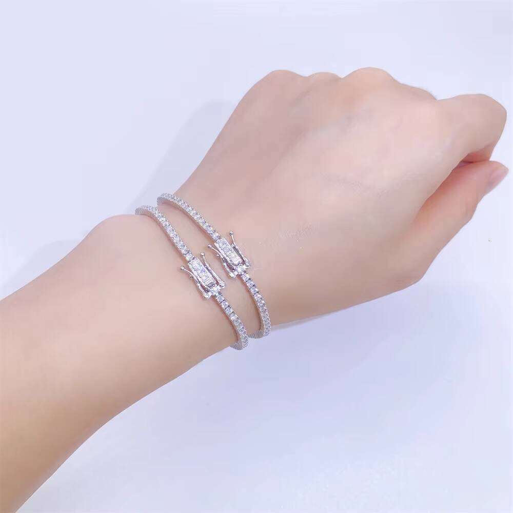 Fine Jewelry Bracelets 2-5mm Sterling Sier Hip-Hop Single Row Chain Moissanite for Women Tennis Bracelet