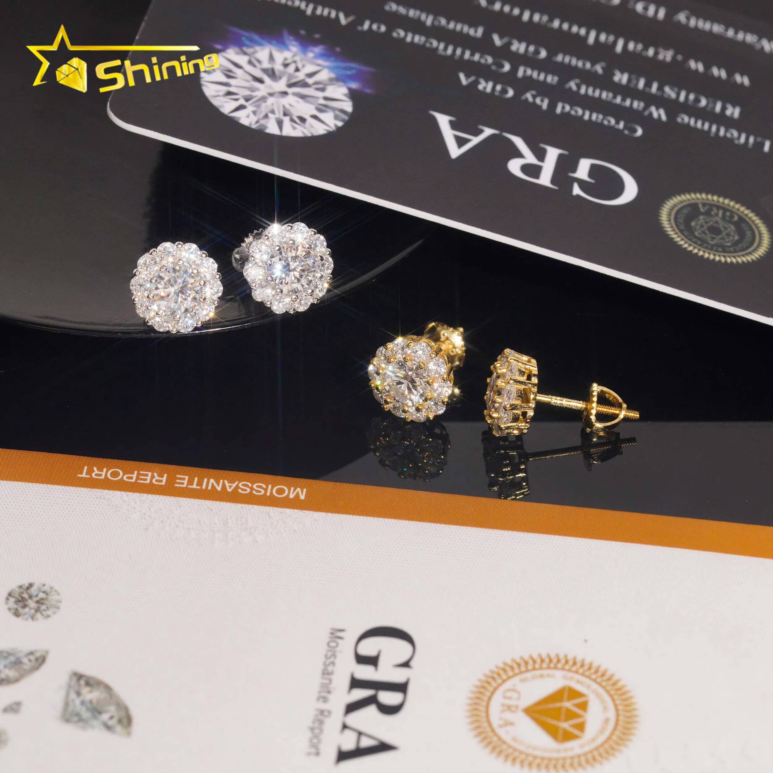 USA Local Stock Fast Ready Design S925 Sterling Silver Iced Out Earrings VVS Moissanite Diamond Screw Back Earring Stud