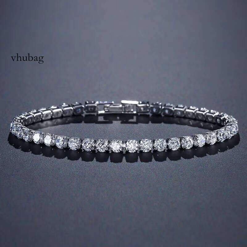 Customizable Thin 14 Full Iced Out Four Leaf Clover 14K Leather Real Gold 3Mm 2Mm Tennis Bracelet Moissanite