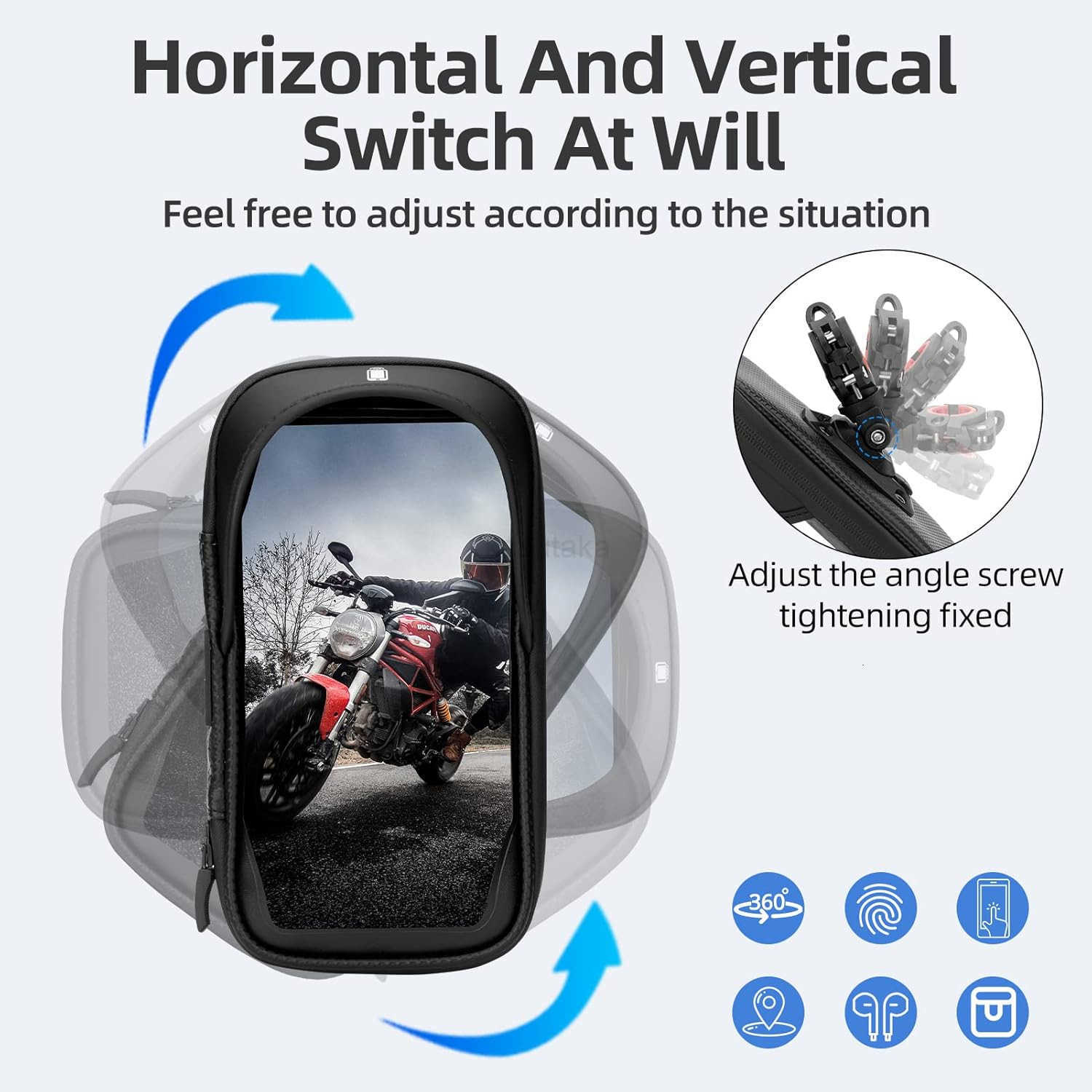 360 Rotatable Waterproof Phone Holder with Quick Release Touchscreen Storage Bag for Smartphones Under 7 Bicycle Accessories for Mountain Road Electri