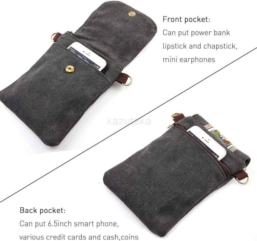 Vintage Embroidered Canvas Flip Small Crossbody Bag Cell Phone Pouch for Women Wristlet Wallet Bag Coin Purse Z250910