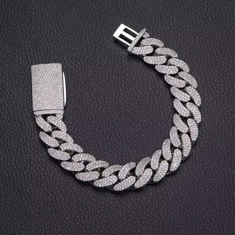 Sier 10MM Cuban Chain Bracelet Men's Hip Hop Jewelry GRA Certified Gift Product Moissanite Bracelets Bangles