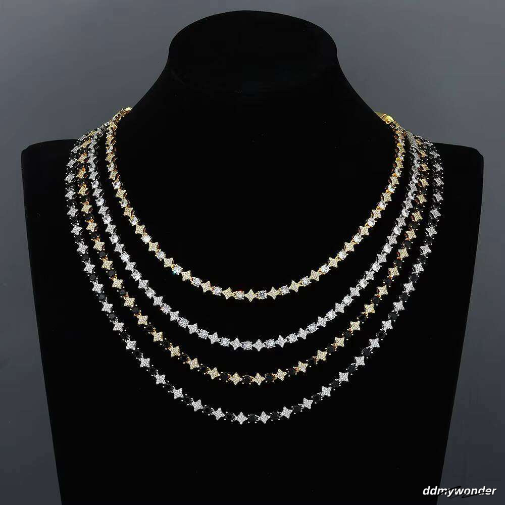 Star Design Round Cut Simulated Dia 6Mm Sterling Sier Tennis Chain - Sparkling Jewelry For Women ddmywonder ddmywonder ddmywonder