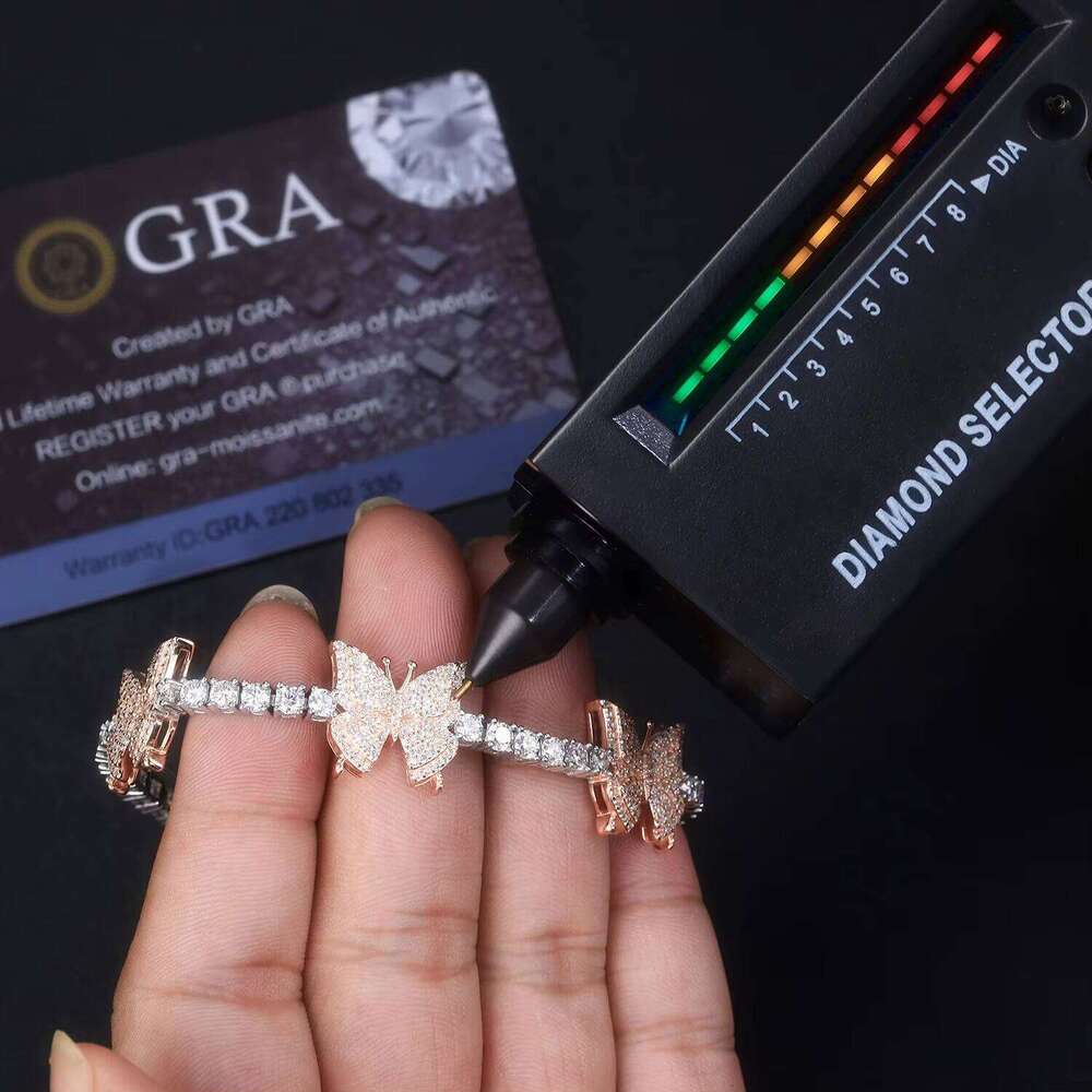 Zanlong 15232 butterfly Wholesale Friendship Tennis Dia Super White Moissanite Cuban Bracelet