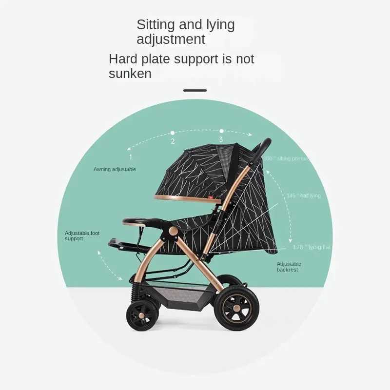 Newborn Baby Stroller Can Sit and Lie 06 Years Old Light OneKey Folding FourWheel Suspension Trolley Breathable and Warm W250910