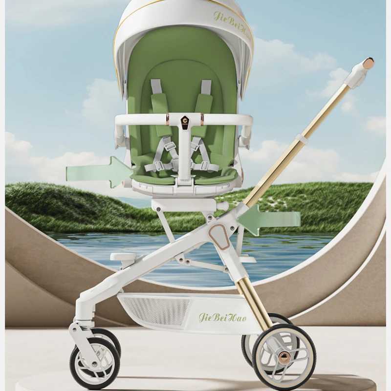 Foldable High Landscape Twoway Trolley Multifunctional Travel Stroller Lightweight Stroller Adjustable Push Rod W250910