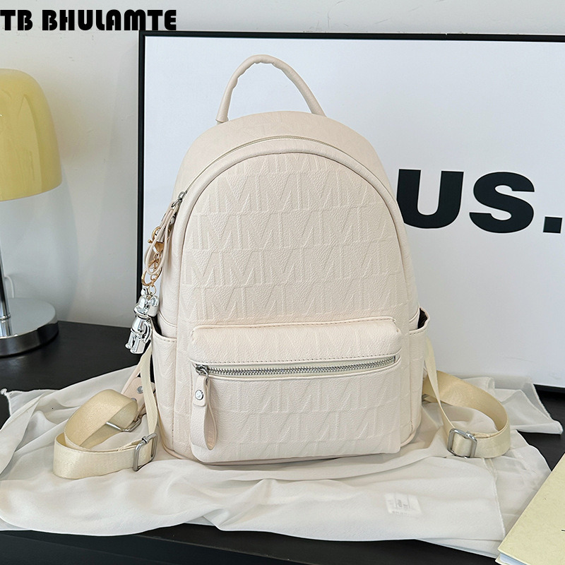 Free Shipping Designer Bag 2025 New Women's Backpack British Luxury Bag Style Embossed Letter Backpack Commuter Soft Leather Texture College Stud