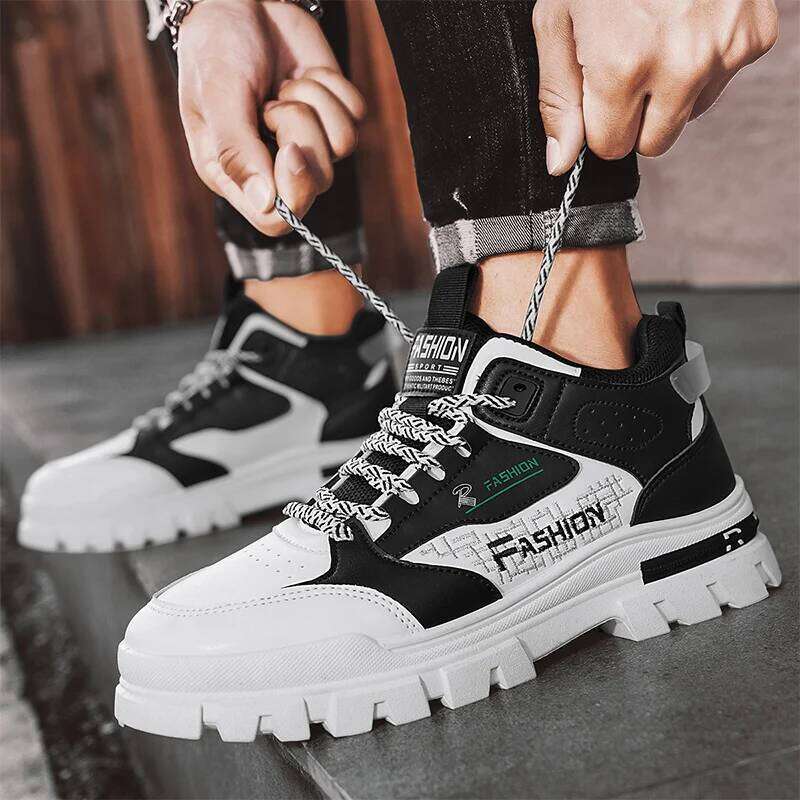 Men's workwear boots four season new anti slip soft sole comfortable labor protection shoes outdoor casual high top sports boots