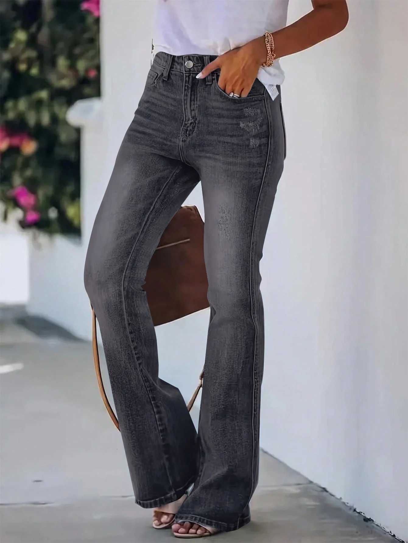 New hot womens horn jeans high waist slimming Denim pants Z250910