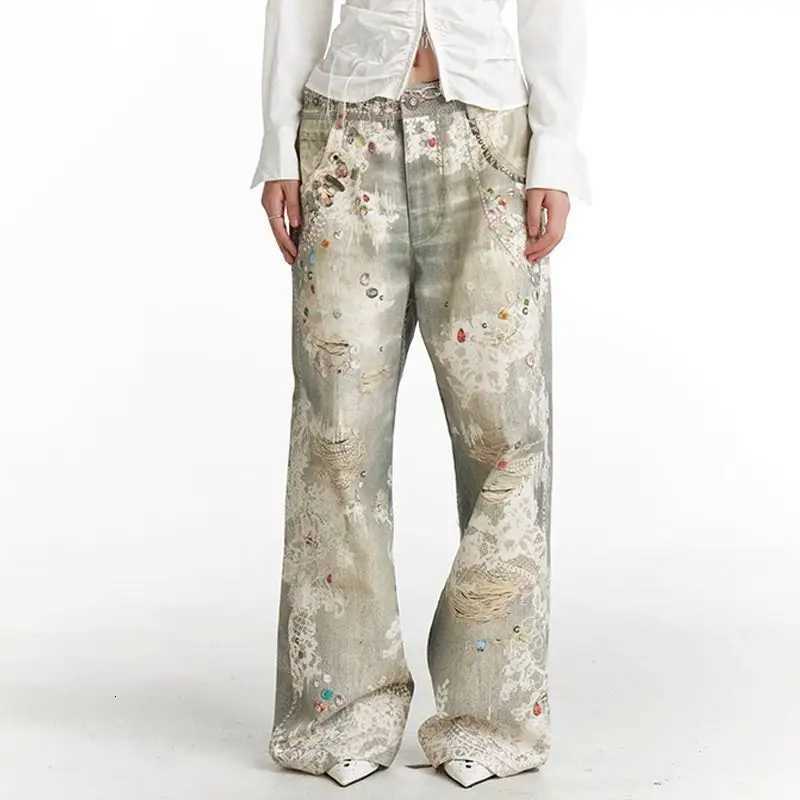 2025 American straight trousers retro old graffiti 3D printed jeans men and women ins high street hip hop street wear Z250910