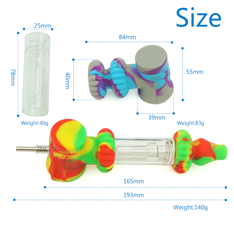 Silicone Smoking nectar collector pipes Colorful Silicone Pipe For Tobacco Dry Herb Spoon Galss water Tobacco Pipes With Holes Glass Bowl Smoking Acce