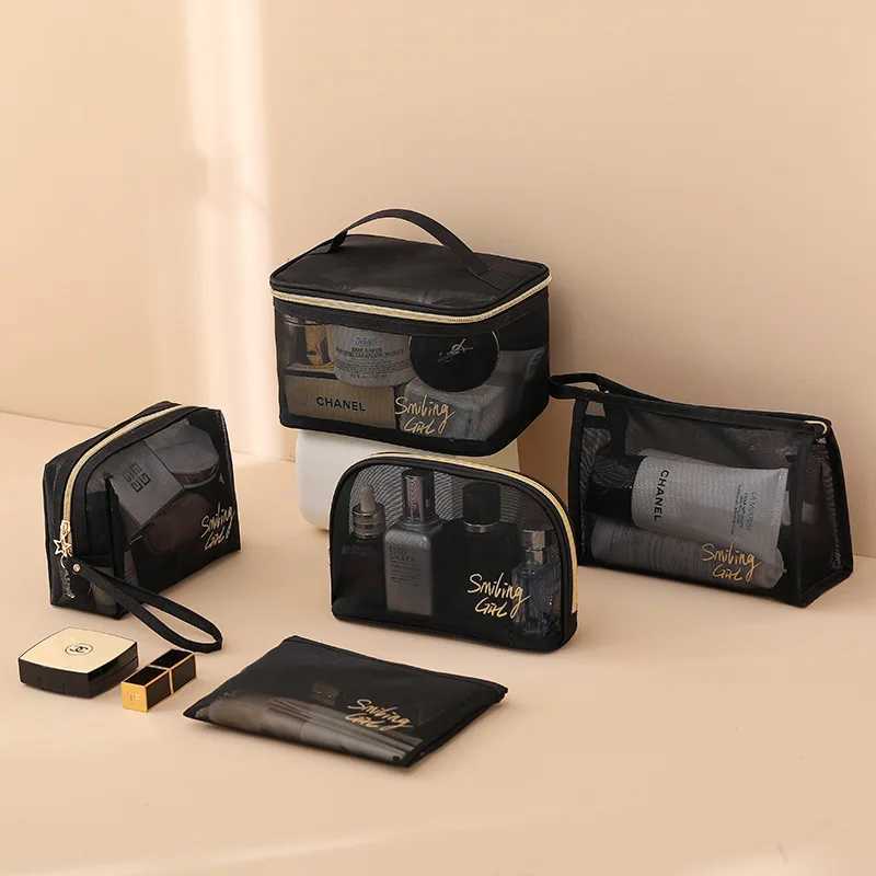 Mesh Cosmetic Bag Mesh Makeup Bags Black Mesh Zipper Pouch for Offices Travel Storage Bags Toiletry Bags Makeup Pouch 5 styleXJ250910