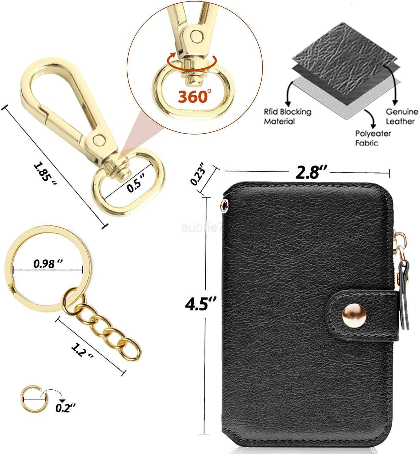 Minimalist Wallet Card Holder Cute Small Wallet with Doorman Keychain Ring for Car Keys Zipper Card Case Purse with ID WindowPerfect Gifts for Men and