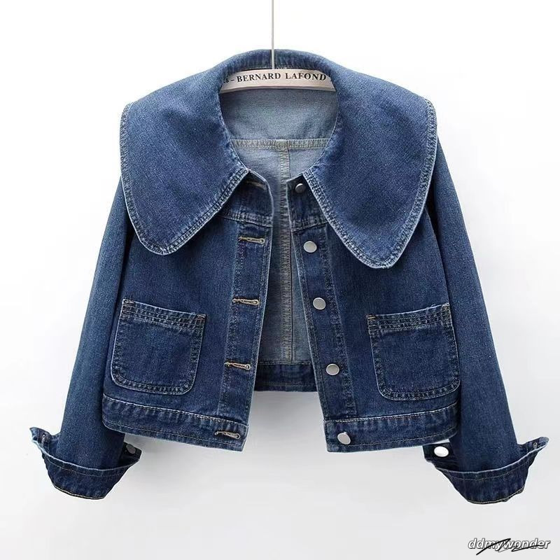 2025 Early Autumn New Women's Vintage High-End Doll-Collar Short Denim Jacket Stylish Youthful Top